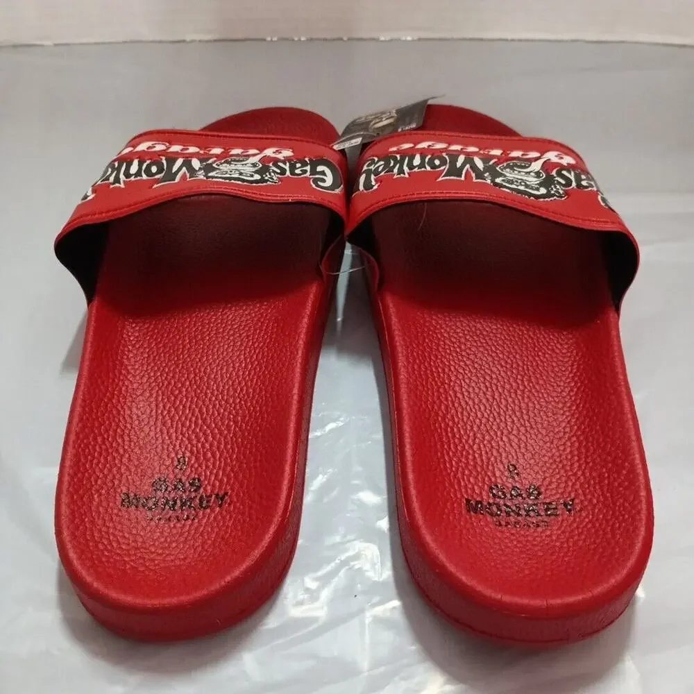 Gas Monkey Garage Slides‎ Sandals Men's Size 8 Red